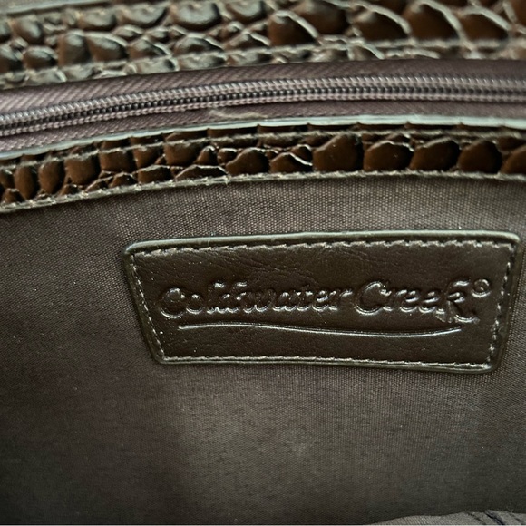 Coldwater Creek Faux Leather Croc Tote Bag in Very Dark Brown - Picture 9 of 12